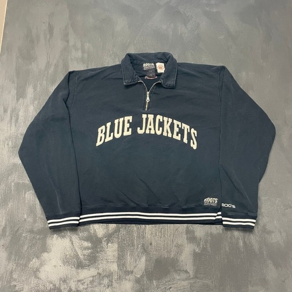 Roots Other - Vintage‎ Roots Columbus Blue Jackets Quarter Zip Sweatshirt Large Navy Blue NHL